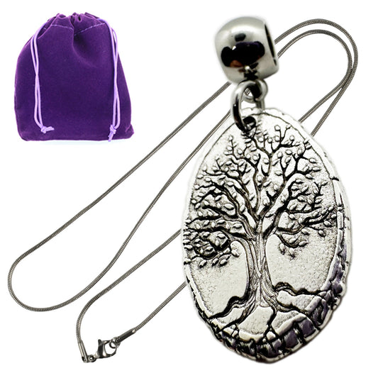 Tree Life Charm Necklace with Stainless Steel Snake Chain