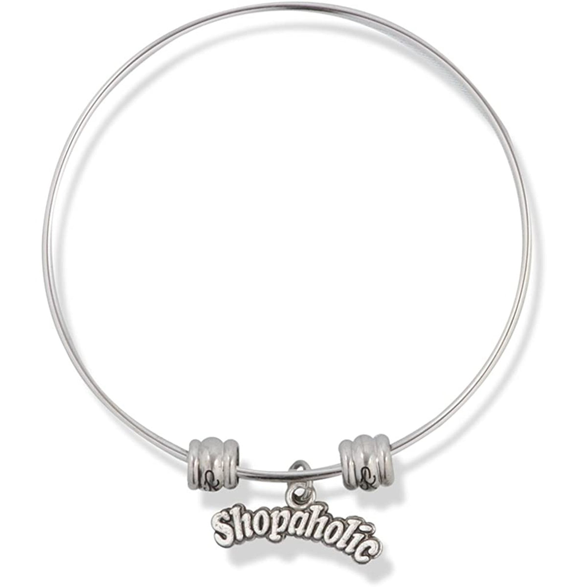Shopaholic Text Charm Bangle Bracelet
