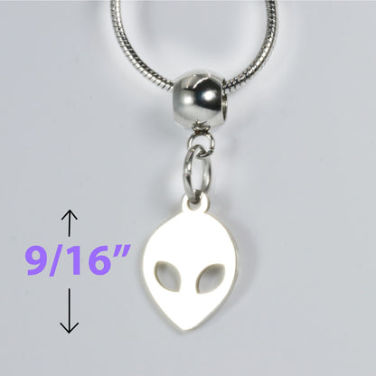 Alien Necklace - This UFO Flying a Big Ufo for a Flying Alien UFO Necklace makes a great Silver UFO Pendant Necklace as Alien Jewlery or Alien Jewelry and for out space fans 100% Stainless Steel - HL