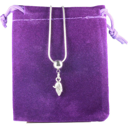 Corn Cob Charm Necklace with Stainless Steel Snake Chain