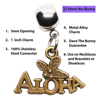Aloha Charm Necklace with Stainless Steel Snake Chain