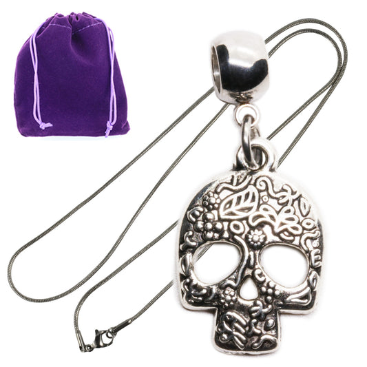 Floral Sugar Head Charm Necklace with Stainless Steel Snake Chain