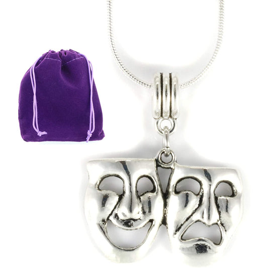 Thespian Charm Necklace with Stainless Steel Snake Chain