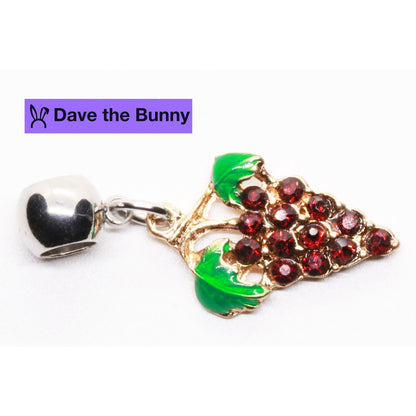 Wine Grape Vine Charm Necklace with Stainless Steel Snake Chain