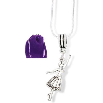 Dancer Dancing Charm Necklace with Stainless Steel Snake Chain