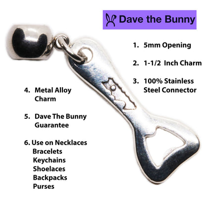 Bottle Opener Charm Necklace with Stainless Steel Snake Chain