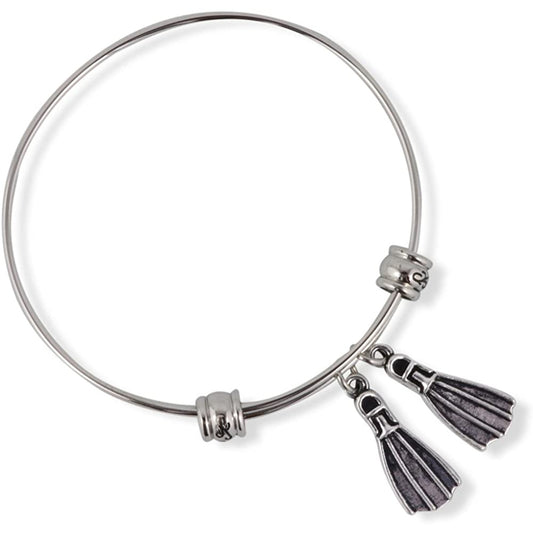 Diver Diving Flippers Gear Charm Bangle Bracelet