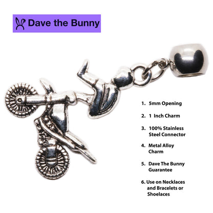 Motocross Charm with Stainless Steel Connector