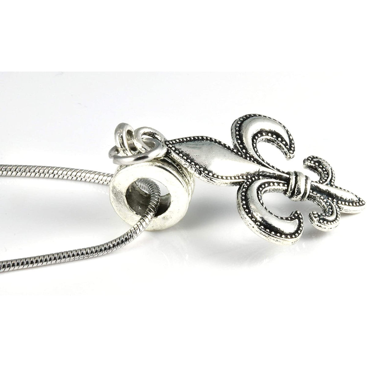 Fleur De Lis Charm Necklace with Stainless Steel Snake Chain