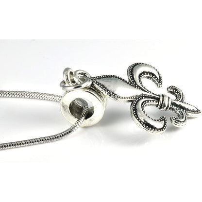 Fleur De Lis Charm Necklace with Stainless Steel Snake Chain