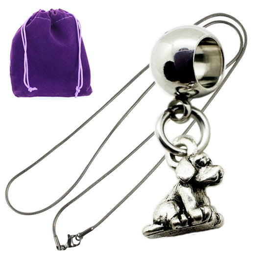 Dog Charm Necklace with Stainless Steel Snake Chain