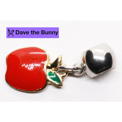 Red Apple Charm Necklace with Stainless Steel Snake Chain