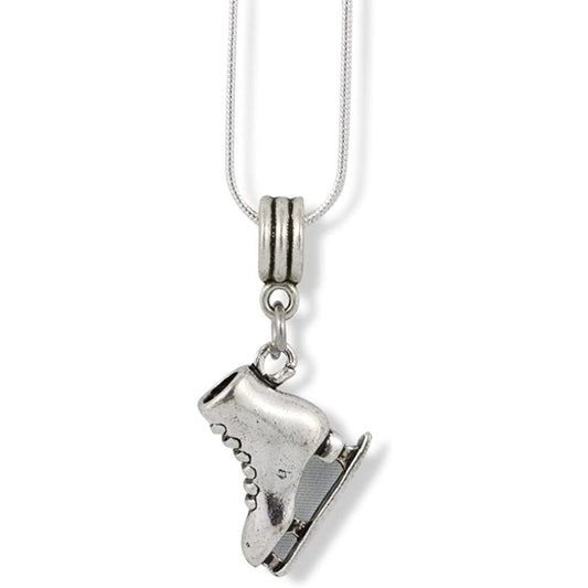 Ice Skate Charm Necklace with Stainless Steel Snake Chain