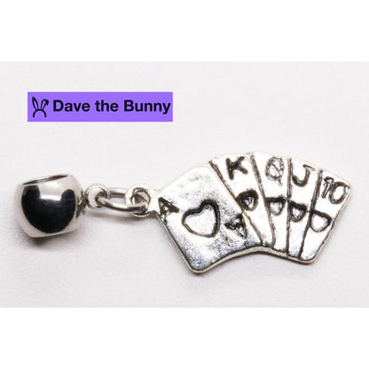 Poker Hand Charm Necklace with Stainless Steel Snake Chain