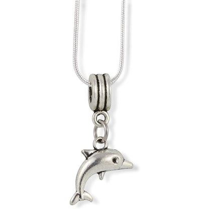 Dolphin Sea Ocean Charm Necklace with Stainless Steel Snake Chain
