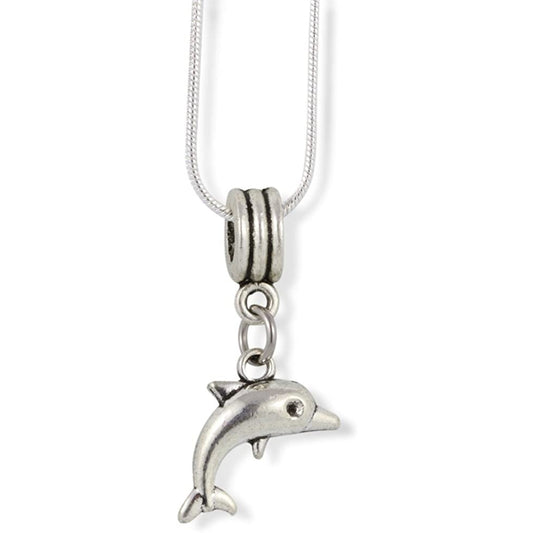 Dolphin Sea Ocean Charm Necklace with Stainless Steel Snake Chain