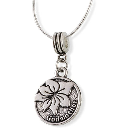 Godmother Charm Necklace with Stainless Steel Snake Chain