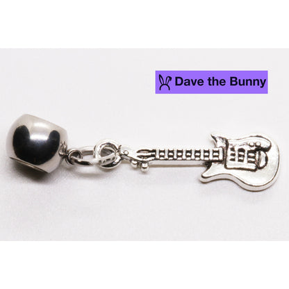 Bass Guitar Charm with Stainless Steel Connector