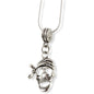 Pirate Skull Bandana Charm Necklace with Stainless Steel Snake Chain