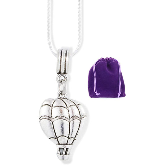 Hot Air Balloon Charm Necklace with Stainless Steel Snake Chain