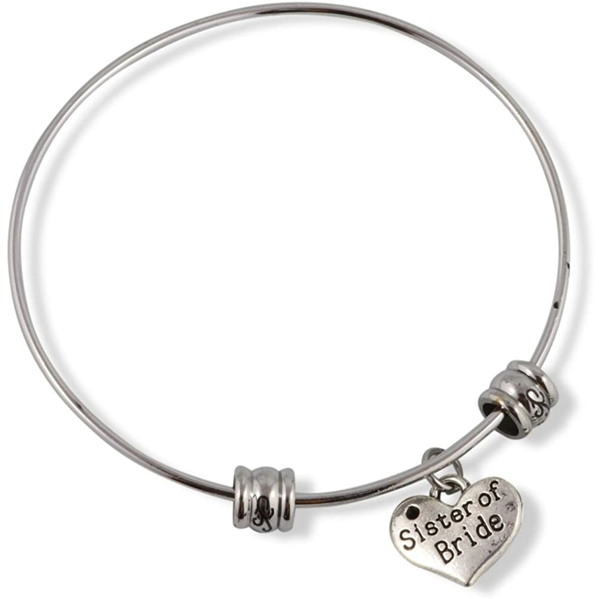 Sister Bride Charm Bangle Bracelet