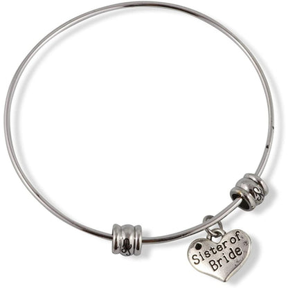 Sister Bride Charm Bangle Bracelet