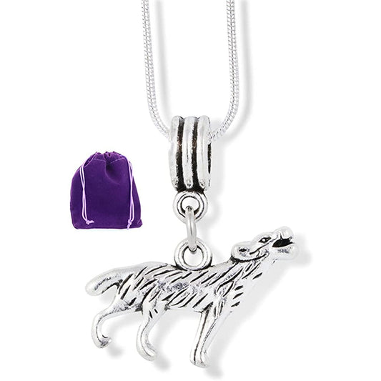Howling Wolf Large Charm Necklace with Stainless Steel Snake Chain