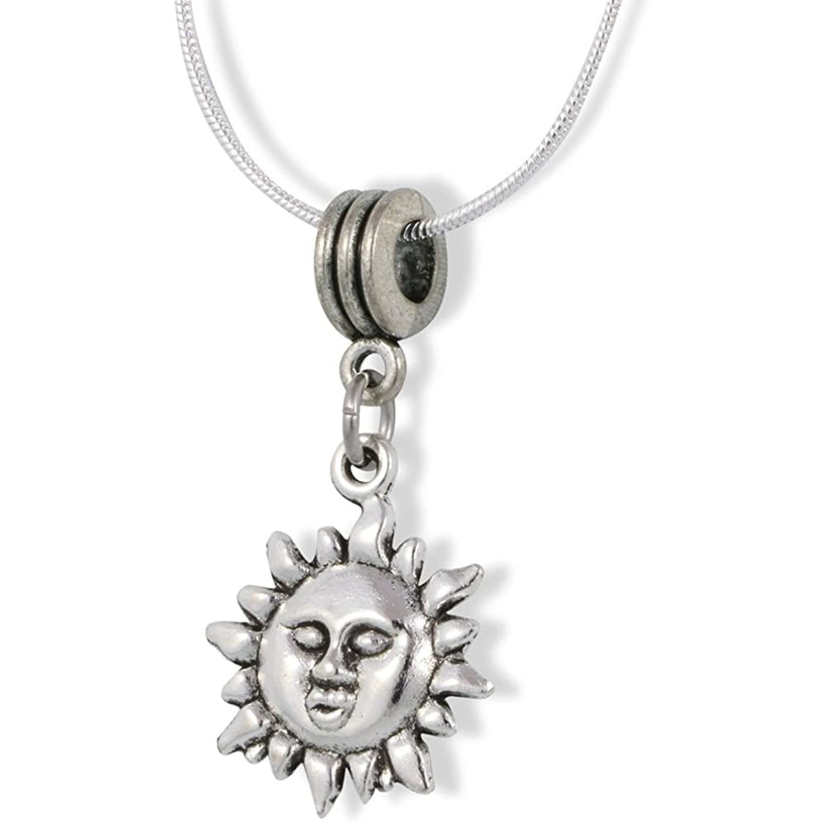 Sun Face It Charm Necklace with Stainless Steel Snake Chain
