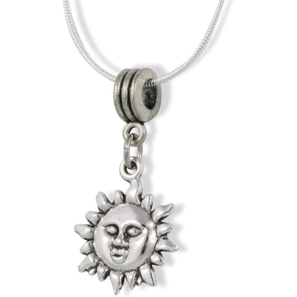 Sun Face It Charm Necklace with Stainless Steel Snake Chain