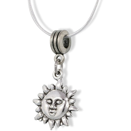Sun Face It Charm Necklace with Stainless Steel Snake Chain