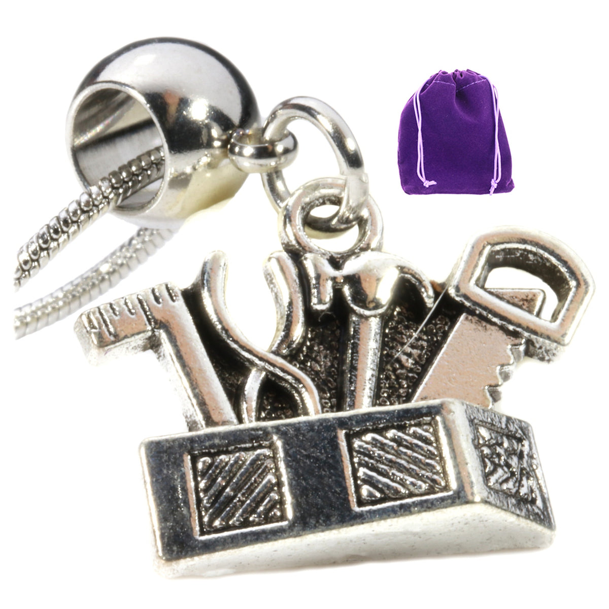 Tool Box Charm Necklace with Stainless Steel Snake Chain