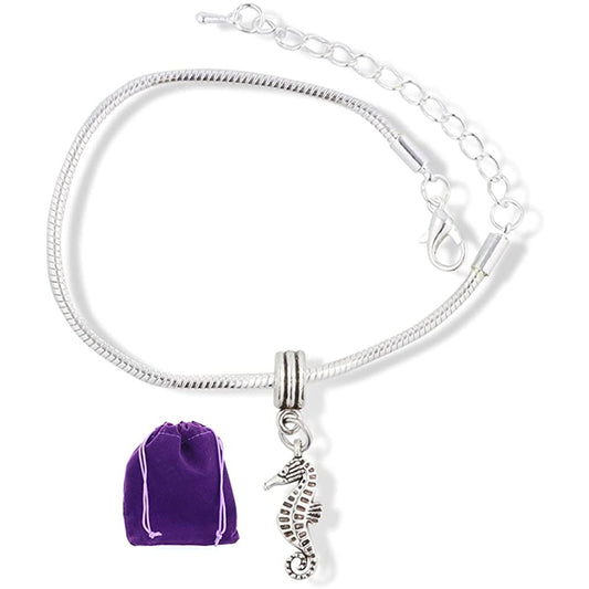 Sea Horse Charm Bracelet with Stainless Steel Snake Chain