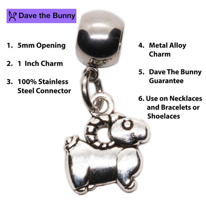 Goat Charm with Stainless Steel Connector