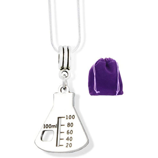 Flask Charm Necklace with Stainless Steel Snake Chain