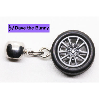 Racing Wheel Charm Necklace with Stainless Steel Snake Chain