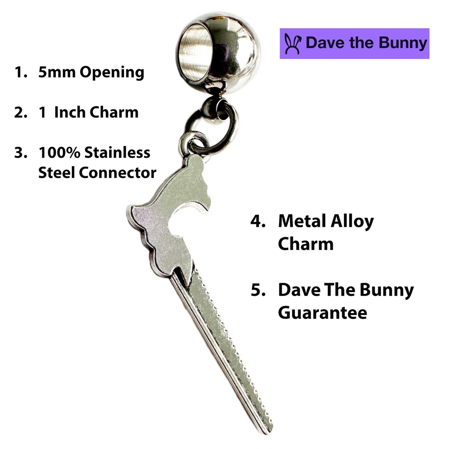 Jigsaw Necklace - Great Jewelry Saw Necklace, Stainless Steel Snake Chain with Metal Alloy Saw Charm - Essential Jewelry Tool or Charm Tool for Crafts and Design