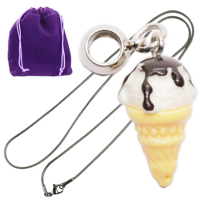 Ice Cream Charm Necklace with Stainless Steel Snake Chain