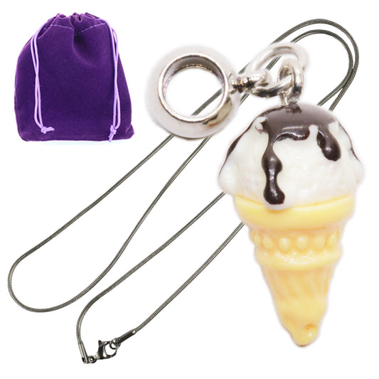 Ice Cream Charm Necklace with Stainless Steel Snake Chain