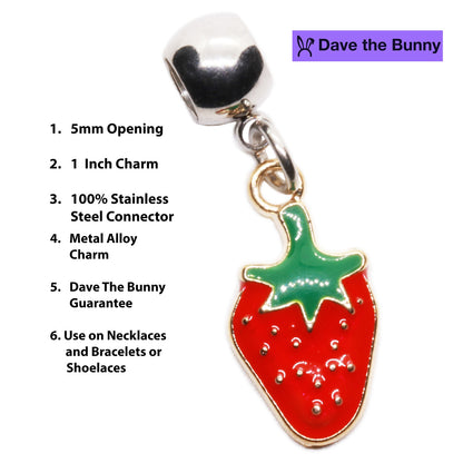 Strawberry Charm Necklace with Stainless Steel Snake Chain