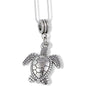 Large Silver Colored Sea Turtle Charm Chain Necklace