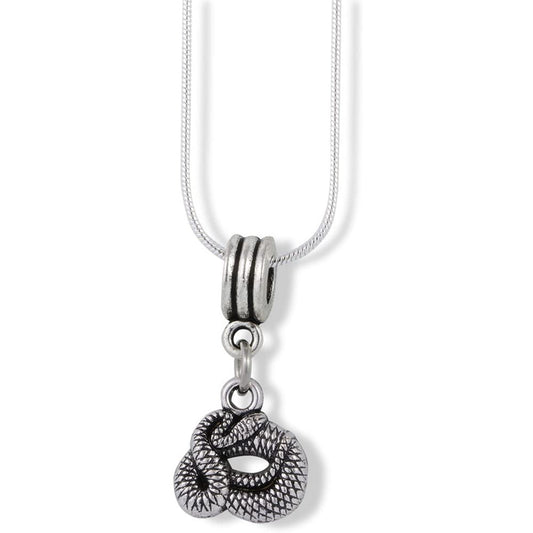 Reptile Coiled Charm Necklace with Stainless Steel Snake Chain