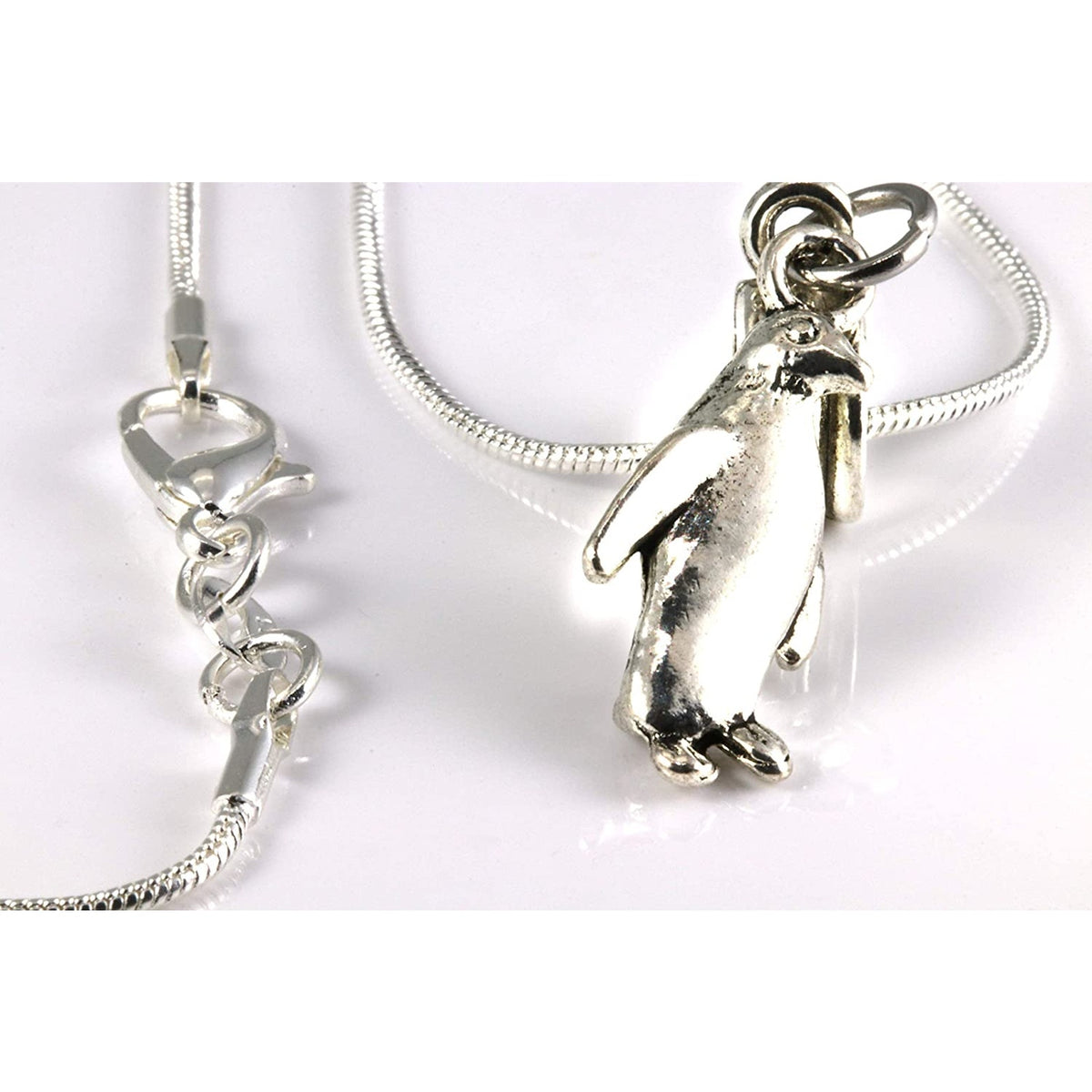 Penguin Charm Necklace with Stainless Steel Snake Chain
