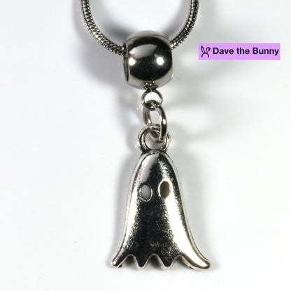 Ghost Ghoul Scary Charm Necklace with Stainless Steel Snake Chain