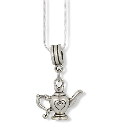 Lamp Tea Pot Charm Necklace with Stainless Steel Snake Chain