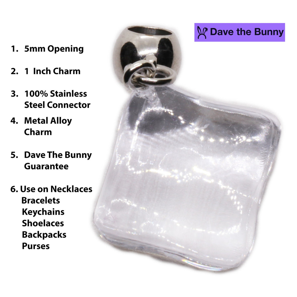 Ice Cube Charm Necklace with Stainless Steel Snake Chain