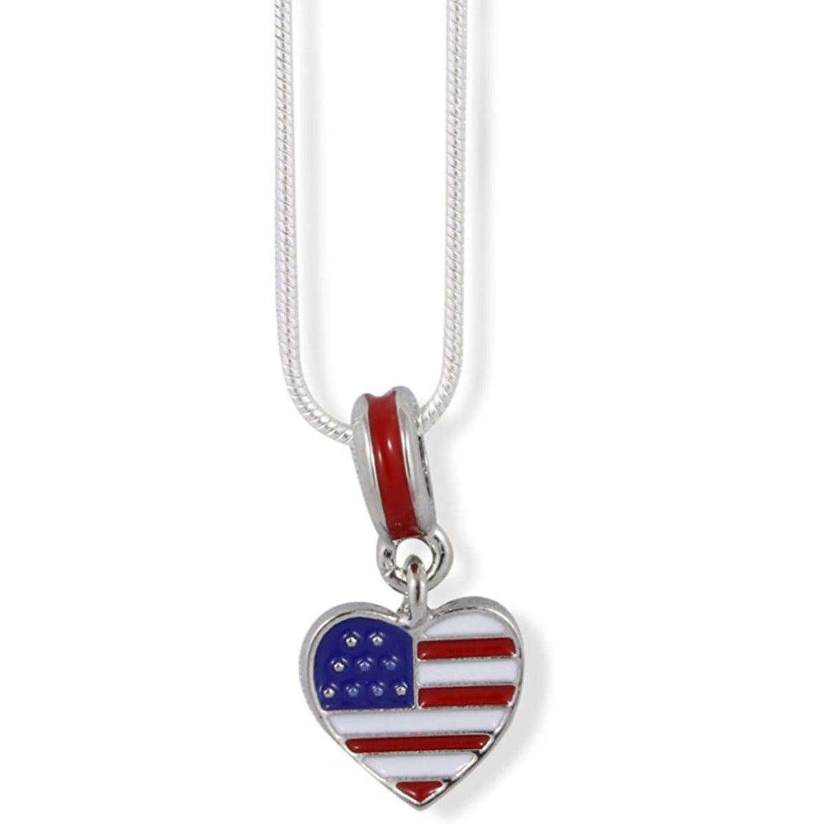 American Flag Heart USA Charm Necklace