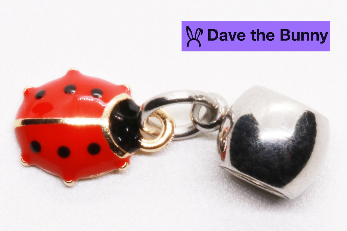 Ladybug Charm Bracelet with Stainless Steel Snake Chain