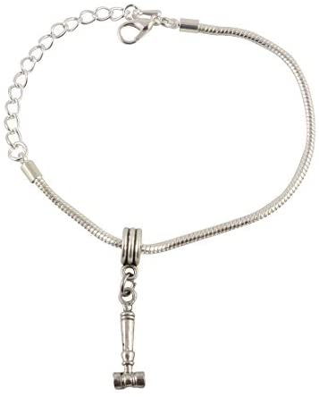 Lawyer Bracelet | Stainless Steel Snake Chain Charm Bracelet Hypoallergenic Judge Gavel Judge Mallet or Judge Hammer and Court Gavel Perfect Law Graduate Gifts for Women or Law School Graduation Gifts