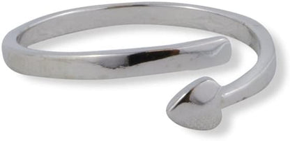 Emerald Park Jewelry Heart Love Wedding Band Silver Plated Adjustable Ring