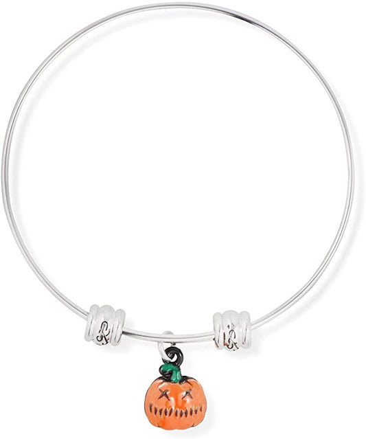 Pumpkin Orange Jack O Lantern Fancy Charm Bangle